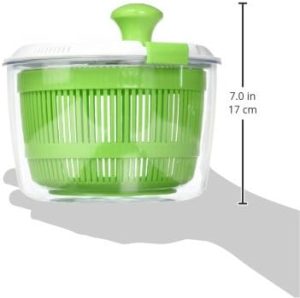 Cuisinart CTG-00-SSAS Salad Spinner, Green The Small Salad Spinner from Cuisinart allows you to wash and dry salad greens in the spinner without removing the lid. Add and drain water through the opening in the top. Easy-to-turn spin knob. Locks to securely close the spinner/ nonskid base. Perfect for individual or two-person servings Also great for rinsing berries and herbs 3 quart capacity